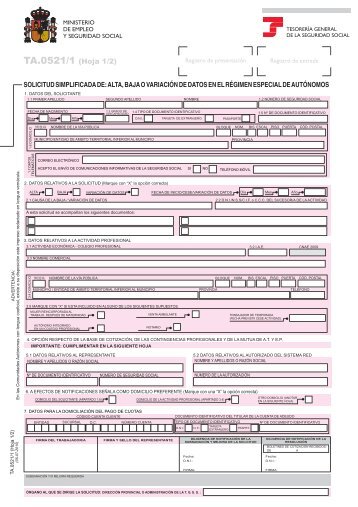 TA.0521/1 (Hoja 1/2) - Seguridad Social