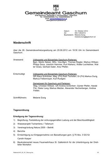 26. Niederschrift GV-Sitzung (70 KB) - .PDF - Gemeinde Gaschurn