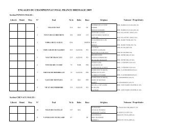 ENGAGES DU CHAMPIONNAT FOAL FRANCE DRESSAGE 2009