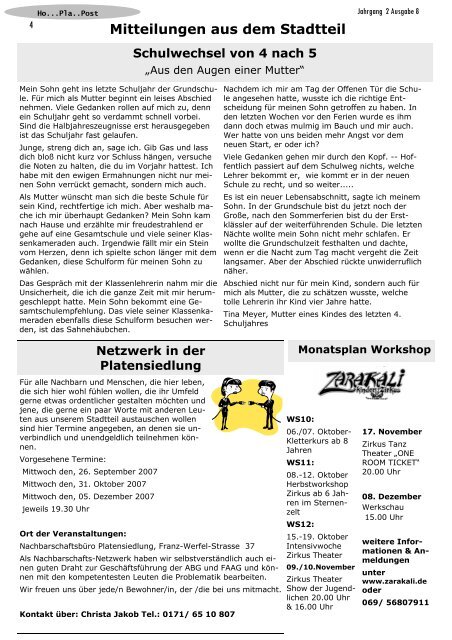 Ho...Pla..Post - Frankfurt - Soziale Stadt - Neue Nachbarschaften