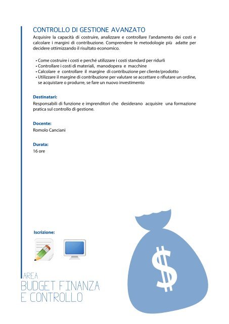 Corsi di Approfondimento Area Budget Finanza e Controllo