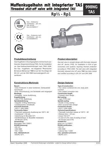 Datenblatt 82 TAS - G. Bee GmbH