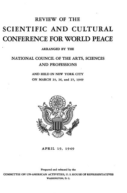 Review of the Scientific and Cultural Conference for World Peace