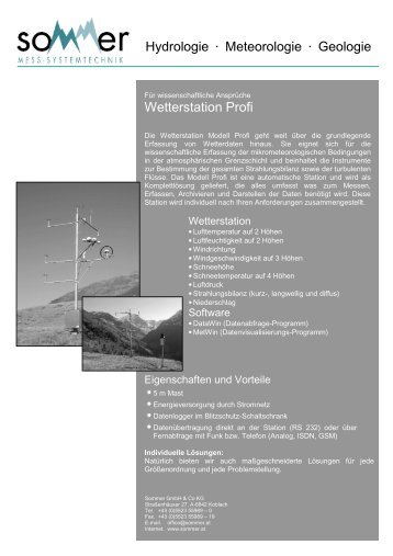 Wetterstation Profi Hydrologie • Meteorologie • Geologie