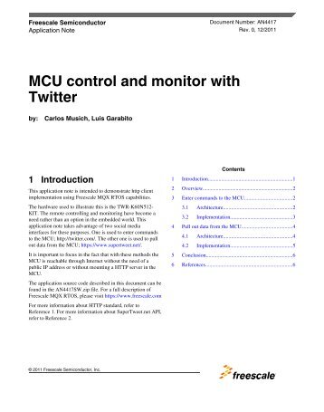 AN4417, MCU control and monitor with Twitter ... - Freescale