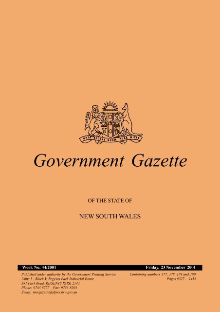 Gov Gaz Week 6 colour.indd - Government Gazette - NSW ...