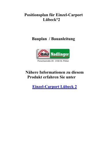 Positionsplan für Einzel-Carport Lübeck°2 ... - Gartenhauspark