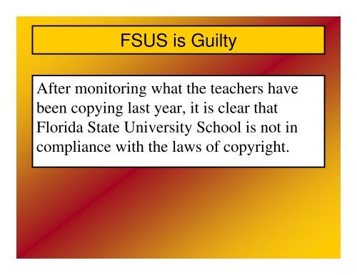 FSUS Copyright Infringement In-service - Florida State University