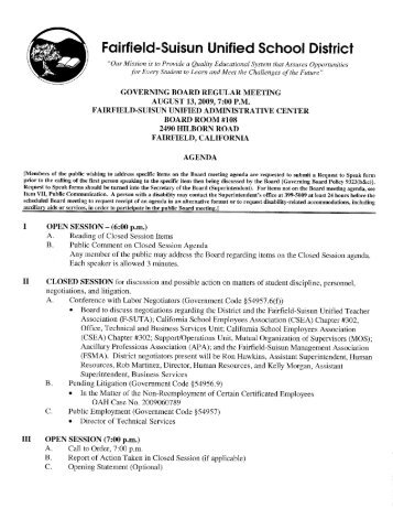 Agendas - Fairfield-Suisun Unified School District