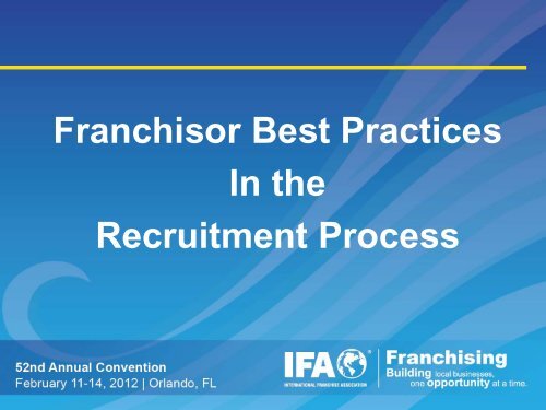 Franchisor Best Practices In the Recruitment Process