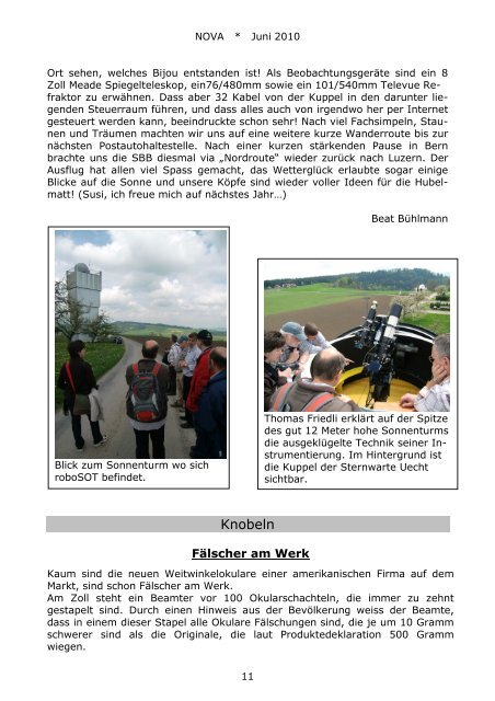 NOVA Juni 2010 - Astronomische Gesellschaft Luzern