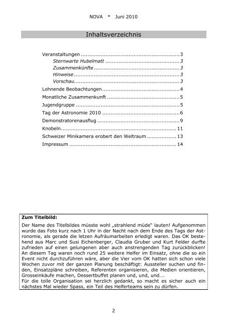 NOVA Juni 2010 - Astronomische Gesellschaft Luzern