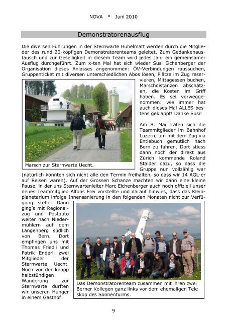 NOVA Juni 2010 - Astronomische Gesellschaft Luzern