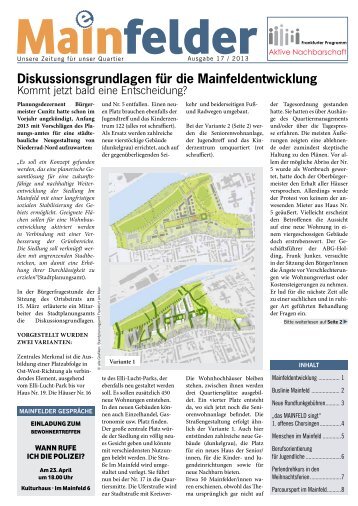 Diskussionsgrundlagen für die Mainfeldentwicklung - Frankfurt ...