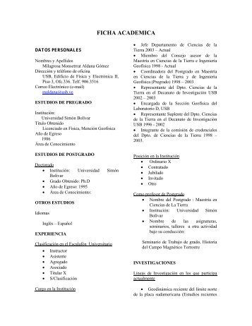 Prof. Milagrosa Aldana - Departamento de Ciencias de la Tierra ...