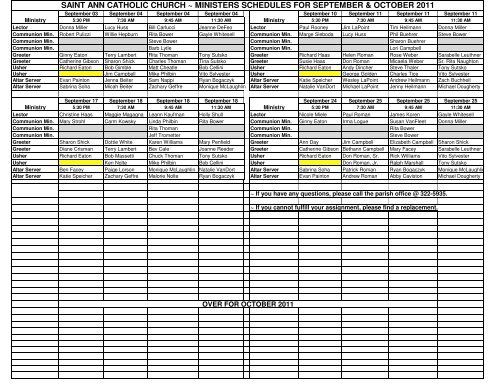 Minister Schedules - Welcome to Saint Ann Roman Catholic Church  ...