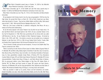 Schoenthal Merle SFOlder 101409.pub - Fratzke & Jensen Funeral ...