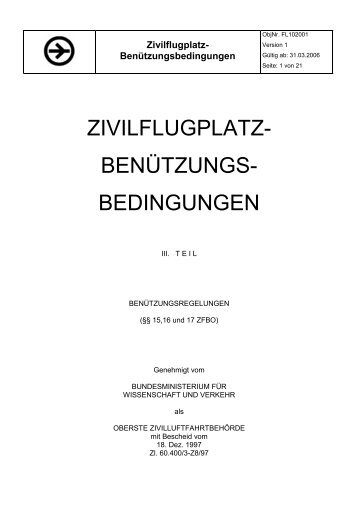 ZIVILFLUGPLATZ- BENÜTZUNGS- BEDINGUNGEN - Flughafen Linz