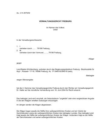 Verwaltungsgericht Freiburg Beschluss 2