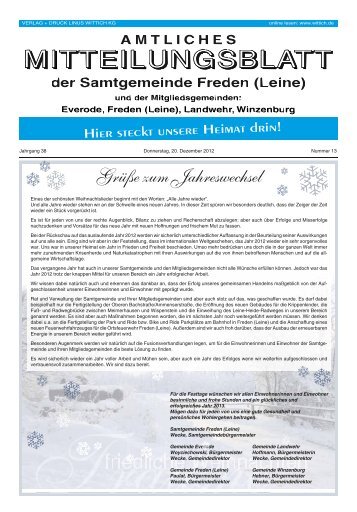 Grüße zum Jahreswechsel - Samtgemeinde Freden