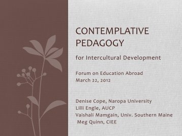 Contemplative Pedagogy - Forum on Education Abroad