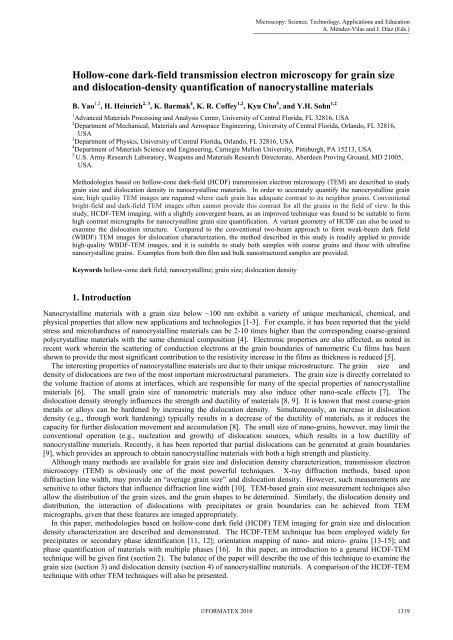 Hollow-cone dark-field transmission electron microscopy for grain ...