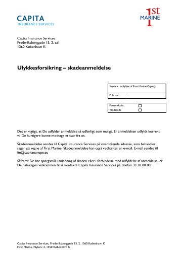 Ulykkesforsikring – skadeanmeldelse - First