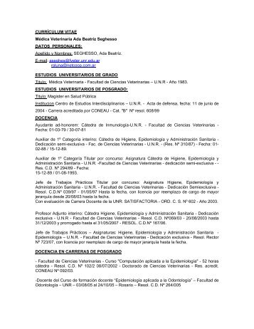 currículum vitae - Facultad de Ciencias Veterinarias - Universidad ...