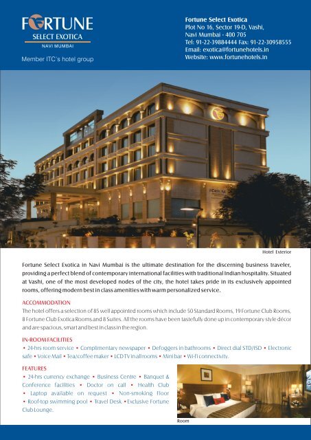 Hotel factsheet - Fortune Park Hotels