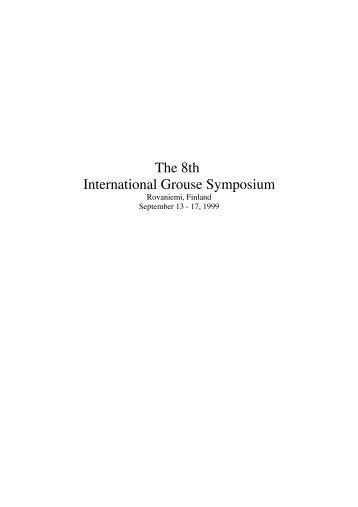 The 8th International Grouse Symposium - Galliformes-sg.org