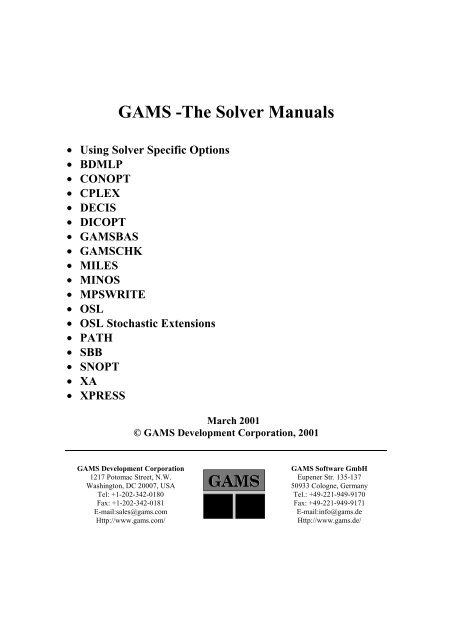 Using Solver Specific Options - Gams