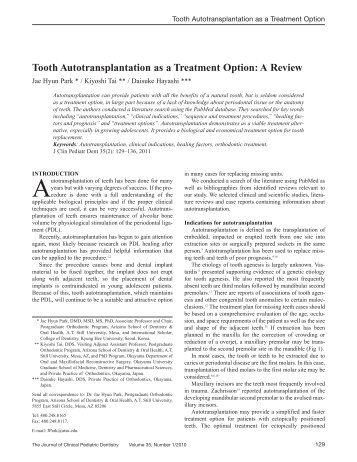 Tooth Autotransplantation as a Treatment ... - Blogs - AT Still University