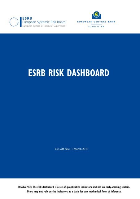 ESRB RISK DASHBOARD - European Systemic Risk Board - Europa