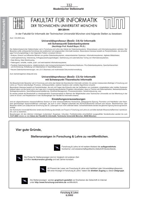 Akademischer Stellenmarkt - Forschung & Lehre