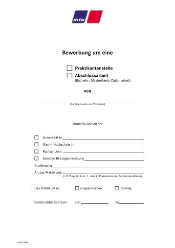 Bewerbung um eine