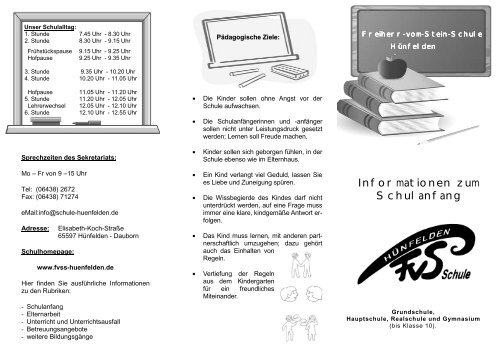 Flyer zum Schulanfang - Freiherr-vom-Stein-Schule