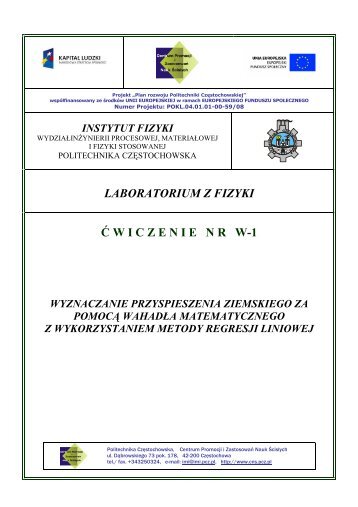 Ćwiczenie W-1 - Instytut Fizyki - Politechnika Częstochowska