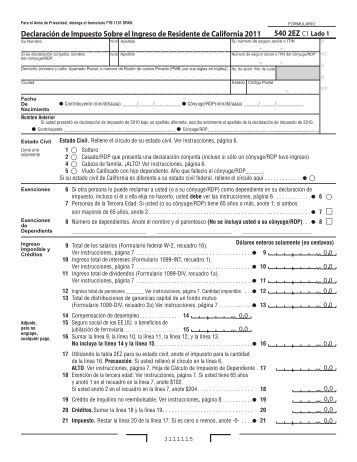 What is tax form 540 2EZ?