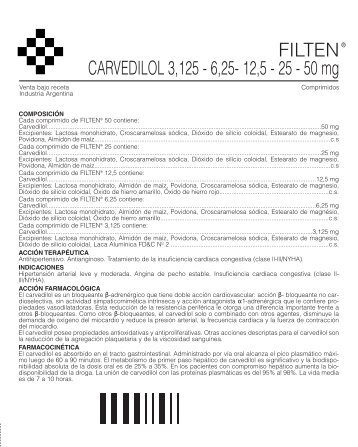 FILTEN CARVEDILOL 3,125 - 6,25- 12,5 - 25 - 50 mg - Gador SA