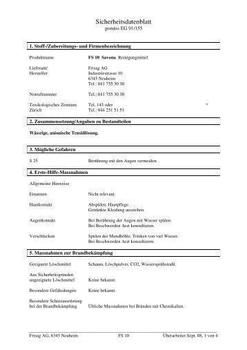 Sicherheitsdatenblatt - Frisag AG