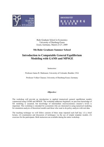 Introduction to Computable General Equilibrium Modeling ... - Gams