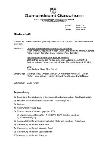 29. GV-Sitzung - .PDF - Gemeinde Gaschurn