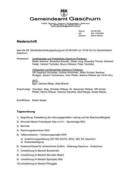 29. GV-Sitzung - .PDF - Gemeinde Gaschurn