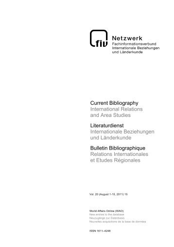 Current Bibliography 2011, August 1–15 - Fachinformationsverbund ...