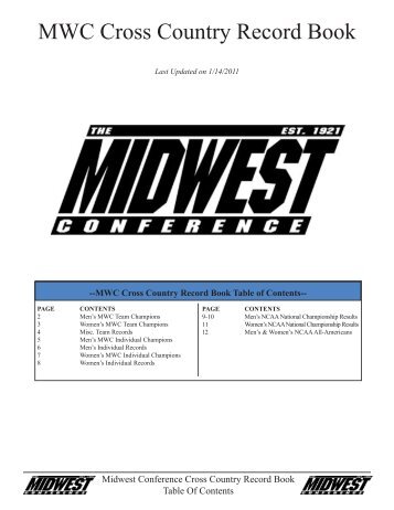 MWC Cross Country Record Book - Midwest Conference