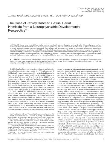 The case of Jeffrey Dahmer:sexual serial homicide from a - Library