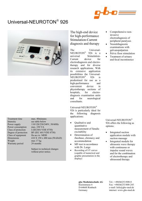 Universal-NEUROTON 926 - Gbo Medizintechnik