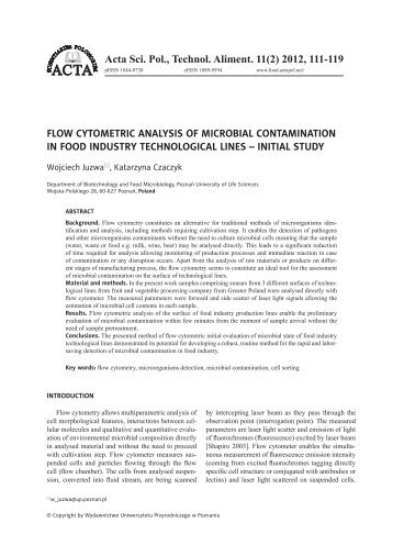 Flow cytometric analysis of microbial contamination in food industry ...