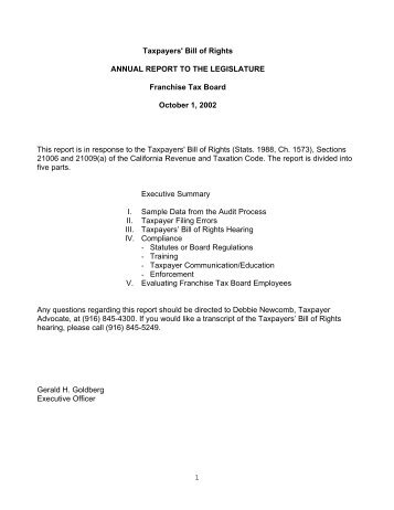 2002 Taxpayer Bill of Rights - California Franchise Tax Board