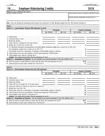 Employer Ridesharing Credits - California Franchise Tax Board